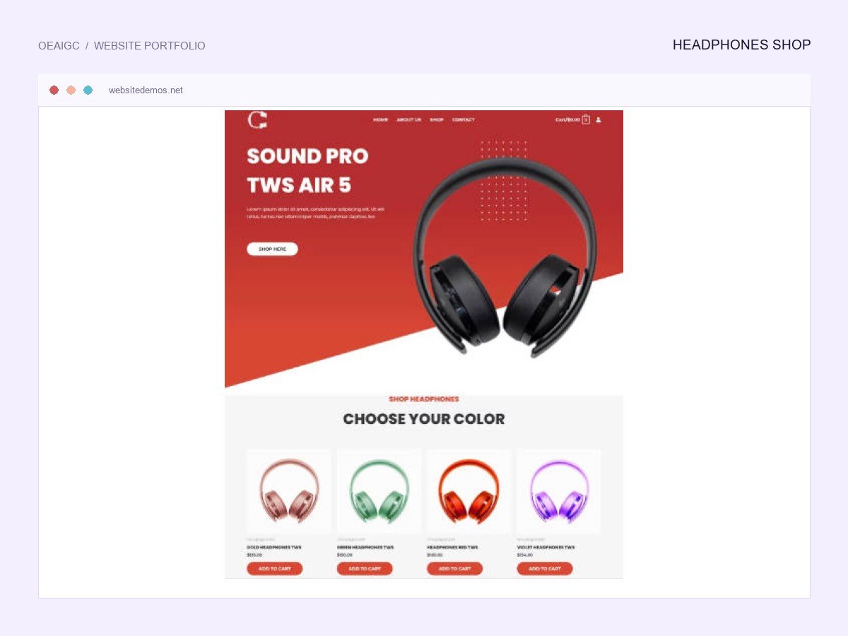Headphones Shop — Audio Store 首页截图